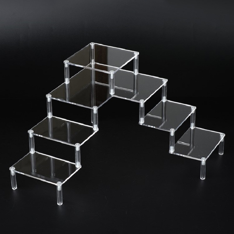 Pop Display Shelf - 透明アクリル製直角階段棚,コーナーディスプレイ棚,アクリルキャビネット,ブラインドボックスおもちゃ,車種