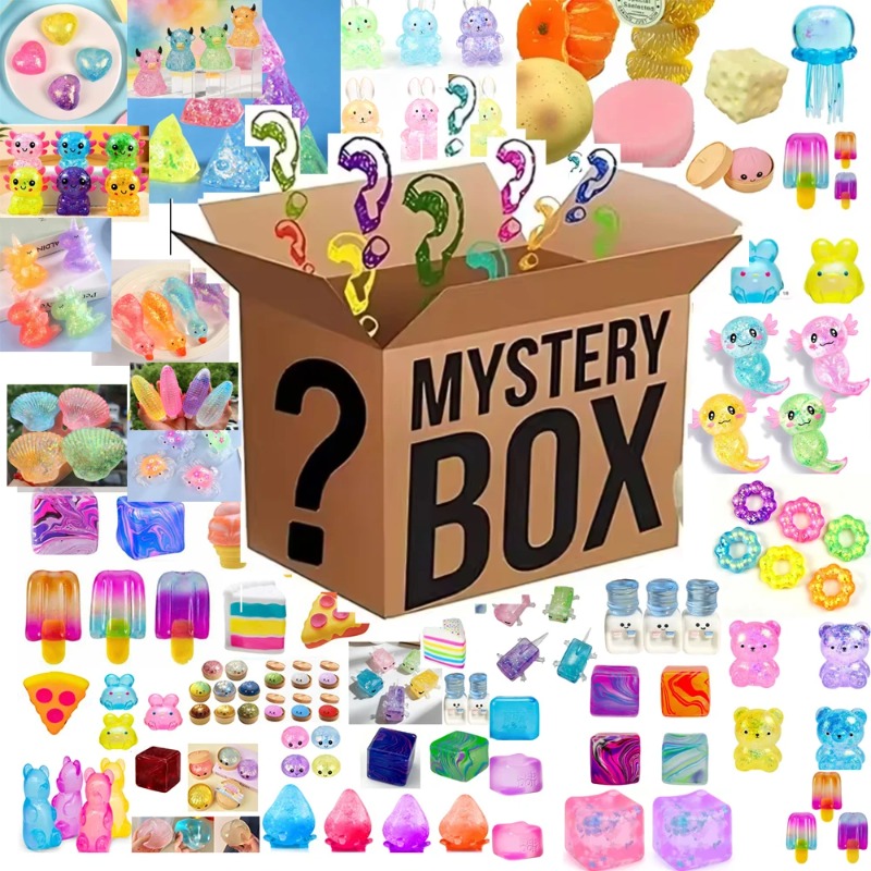 Mystery Box Blind Bag - 2026年新作様々なイカ型ブラインドボックスサプライズトイ、ゆっくりと上昇する柔らかいぬいぐるみ、ストレス解消おもちゃブロック付き
