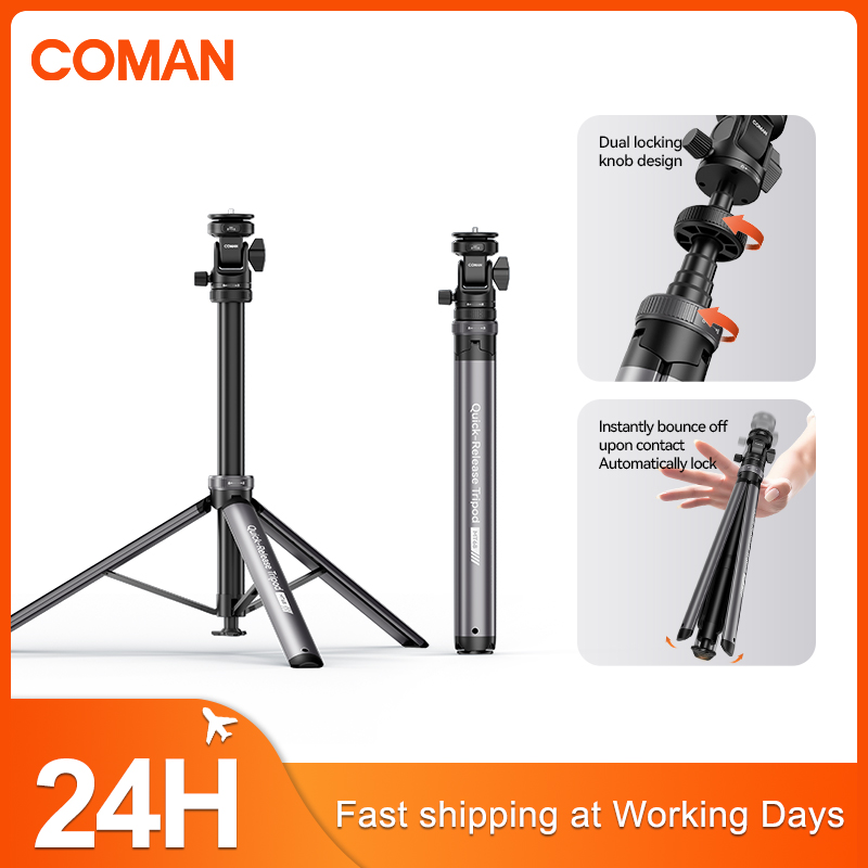 Pop Display Shelf - COMAN MT68 ワンクリックポップアップクイックリリースライトスタンド 写真撮影用ライト DSLRカメラ三脚 7段伸縮