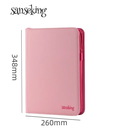 Pokemon Binder Card - サンセキング プレミアム 9グリッド ジッパーPUカードバインダー - ポケモンカード、ゲームコレクション、ファン向けの美しいピンク＆ホワイトアルバム