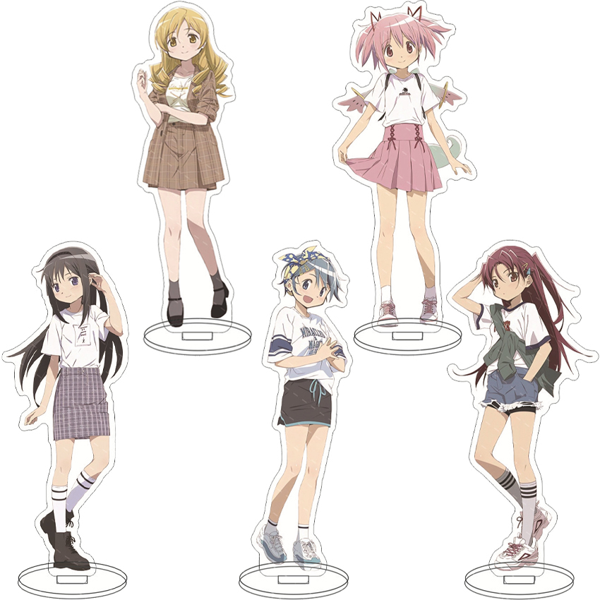 Figma Stand Set - 16 センチメートルアニメフィギュア魔法少女まどか☆マギカ鹿目まどか佐倉杏子暁美ほむらコスアクリルスタンド装飾品かわいいギフト