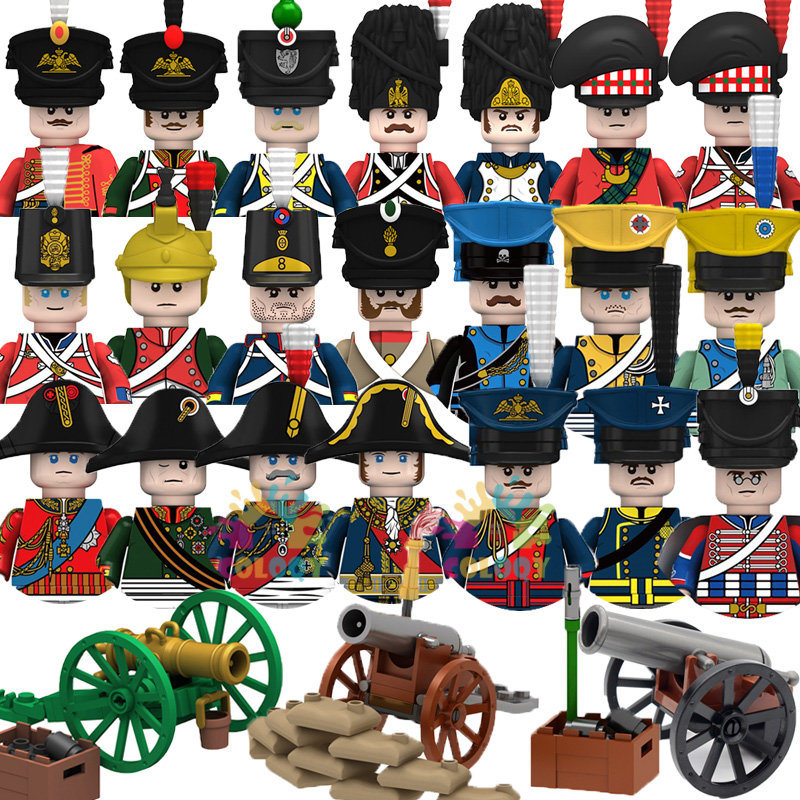 Lego Minifigure Holder - 子供のおもちゃナポレオン戦争ビルディングブロック 4 サイドプリント一般兵士ミニアクションフィギュアのおもちゃ子供の誕生日プレゼント