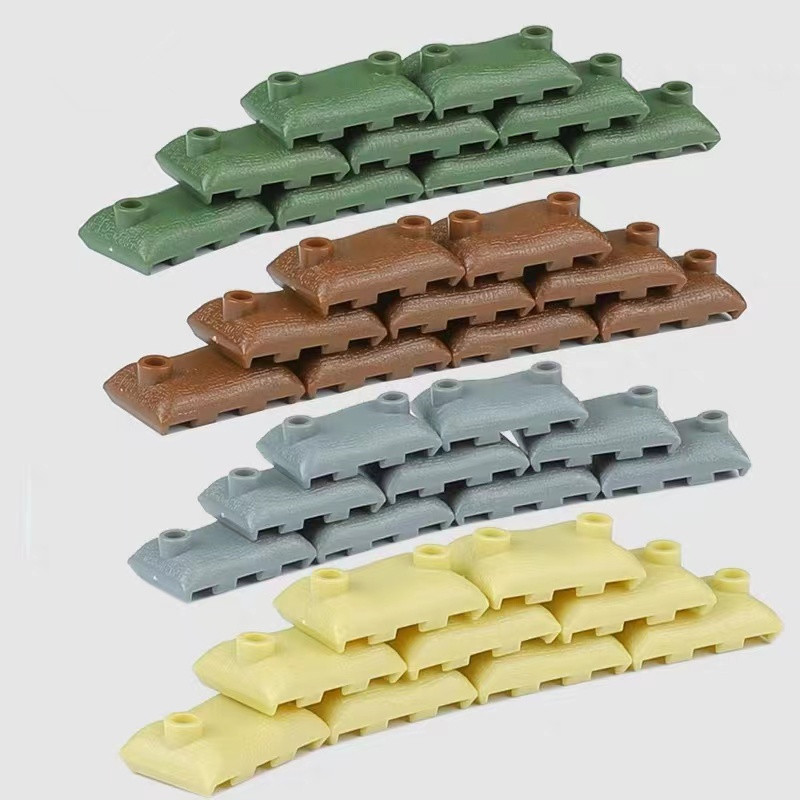 Lego Minifigure Holder - 50個入り MOCミリタリーサンドバッグ ビルディングブロック おもちゃパーツ 互換性のある兵士ブリック DIY陸軍シーンパーツ