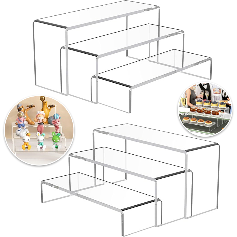 Display Risers Set - アクリルディスプレイライザー、1セット3個入り長方形ライザーディスプレイスタンド、販売イベント用ディスプレイスタンド、アクリル棚