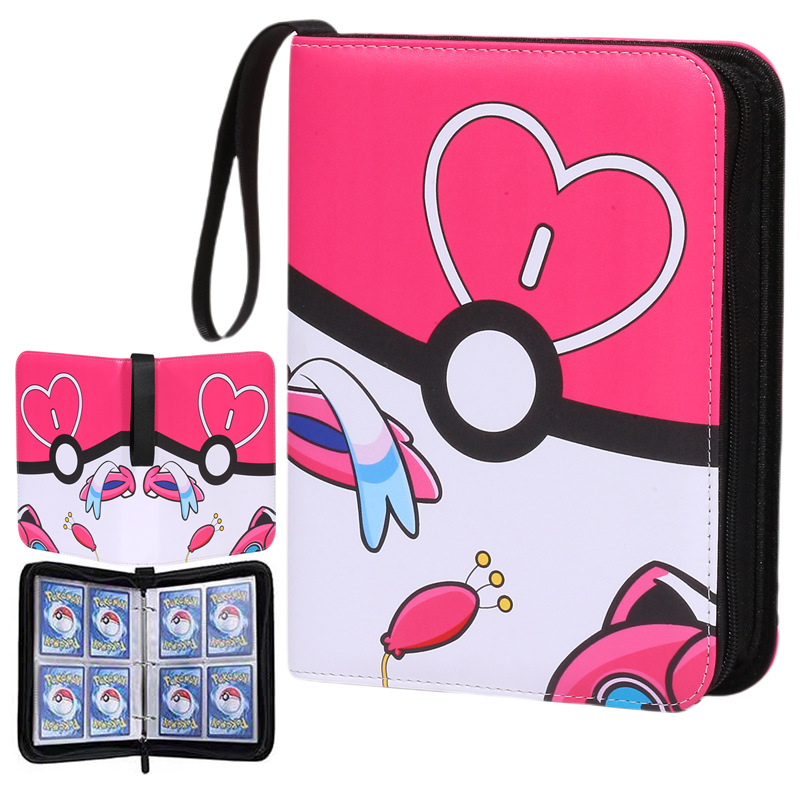 Pokemon Binder Card - 新しいポケモンカードコレクションアルバム 400枚収納 バインダー式漫画ジッパーフォトアルバム アニメファン向け PUレザー製カードゲーム用収納ブック
