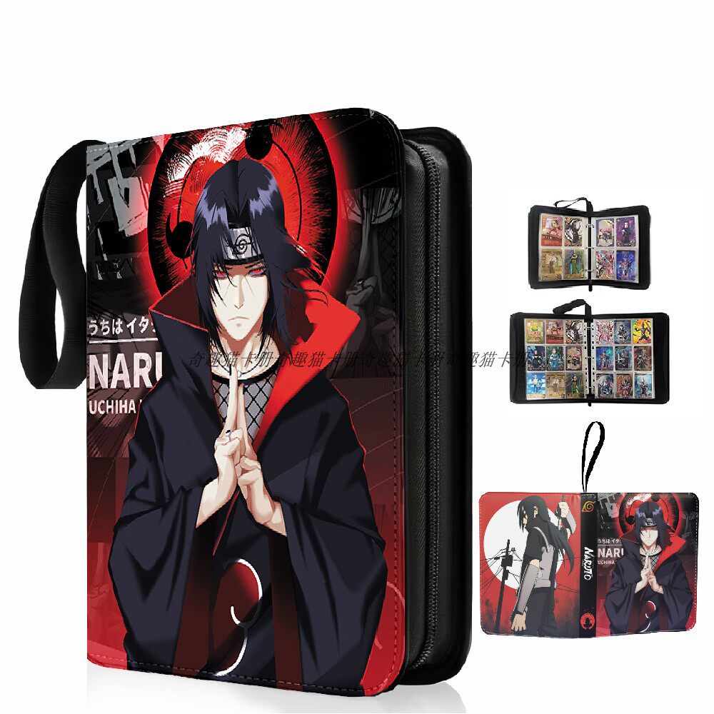 Trading Card Binder - NARUTOカードバインダー 4/9ポケット トレーディングカードホルダー コレクター向けアニメカードアルバム 50枚インナーページ付き ジッパーホルダー