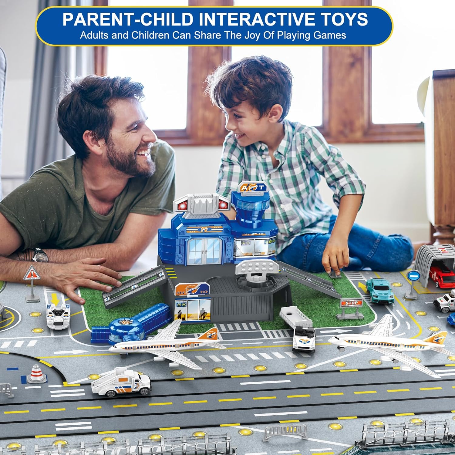子供用空港シーンおもちゃセット、車、ヘリコプター、飛行機、タ - Model Airplane Plastic のレビューと価格