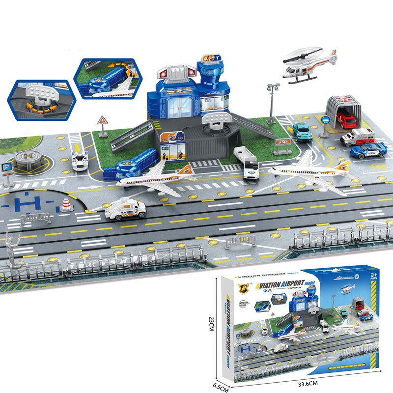 子供用空港シーンおもちゃセット、車、ヘリコプター、飛行機、タ - Model Airplane Plastic のレビューと価格