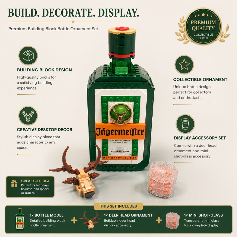 イェーガーマイスター酒瓶ビルディングブロックセットミニレンガ - Building Block Mini のレビューと価格