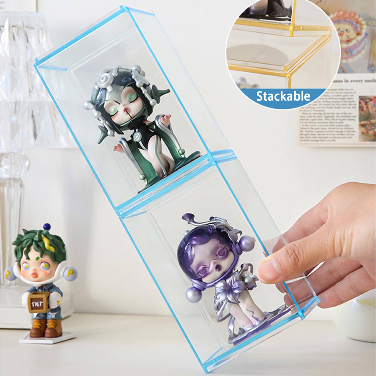 アクリルディスプレイケース カラフルフィギュア用、積み重ね可 - Pop Display Shelf のレビューと価格