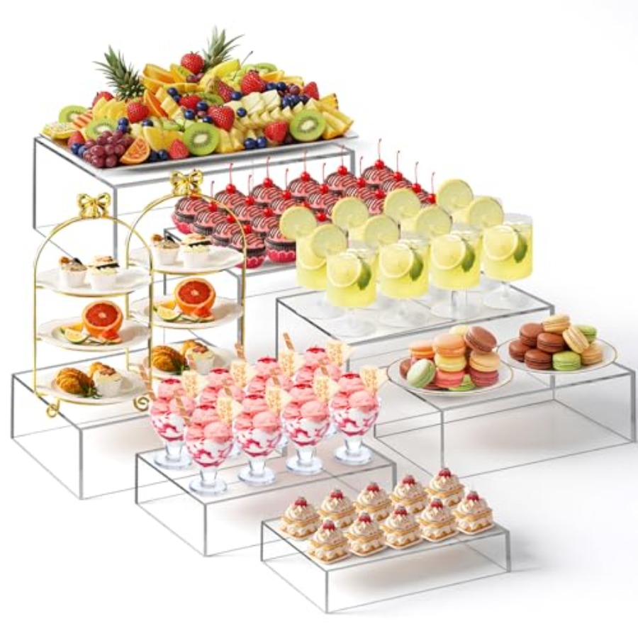 7個入り特大ビュッフェライザーセット、アクリルディスプレイボ - Display Risers Set のレビューと価格