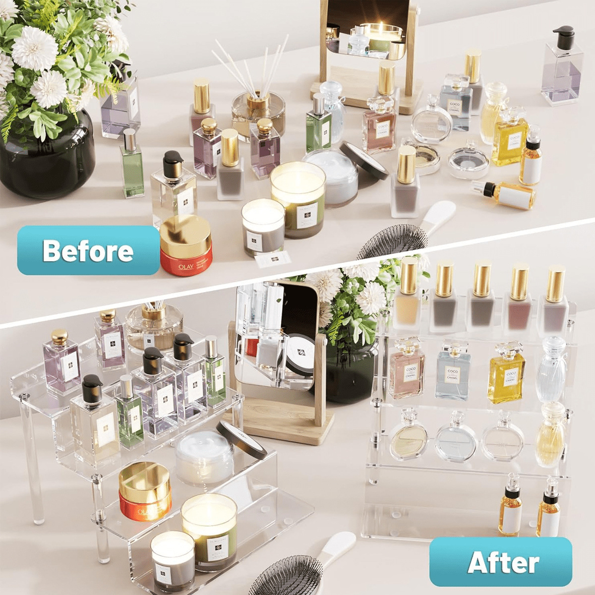 アクリルライザーディスプレイスタンド、4段クリア香水オーガナ - Pop Display Shelf のレビューと価格