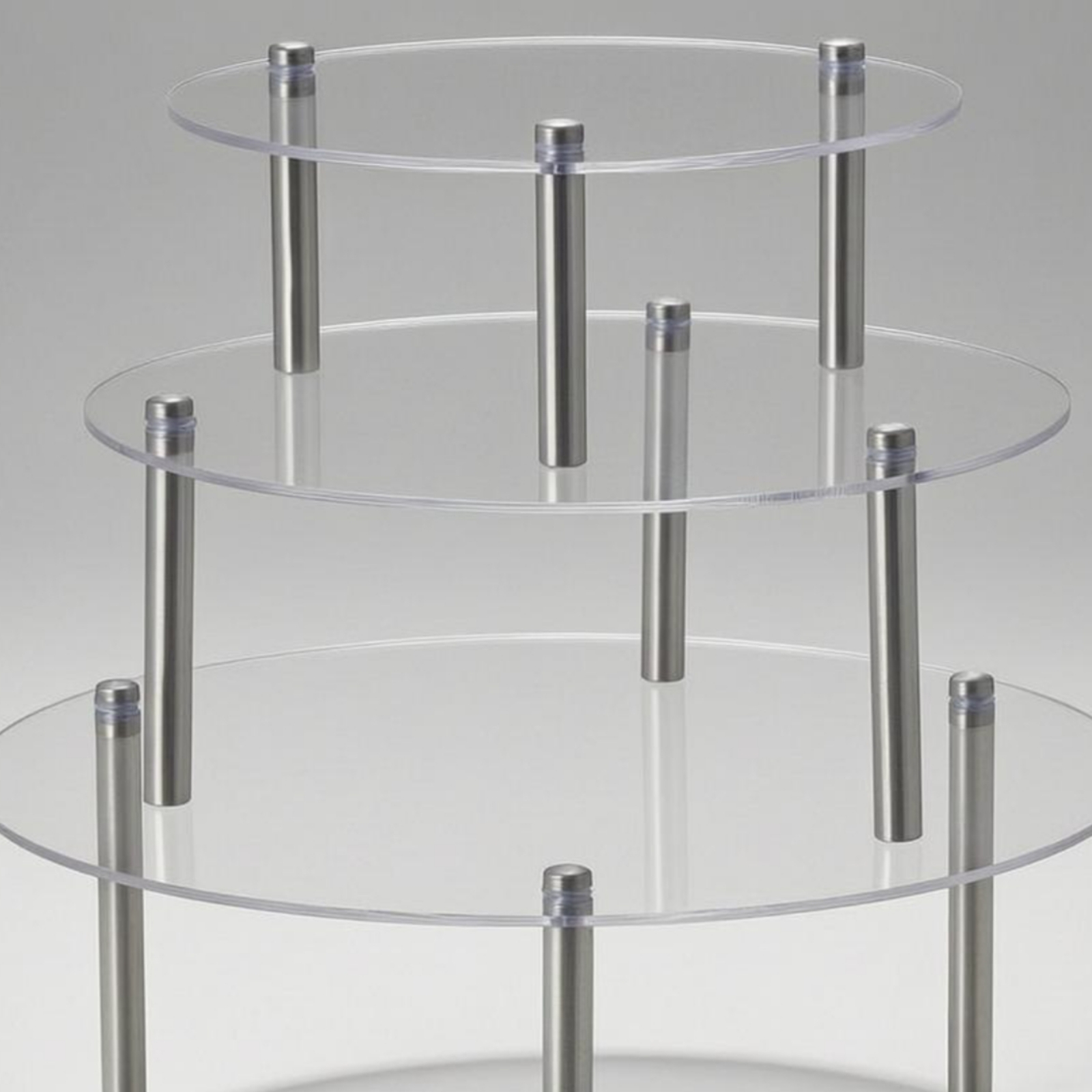 アクリル製ケーキスタンド 円筒形メタルポスト 3段アクリルデ - Display Risers Set のレビューと価格